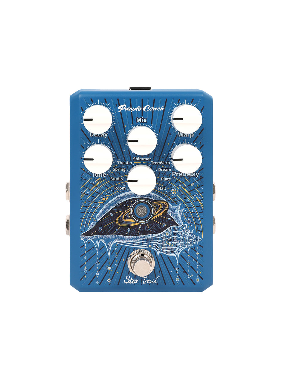 Purple Conch Star Trail 9-Mode Reverb Pedal – Ambient Hall • Room • Shimmer