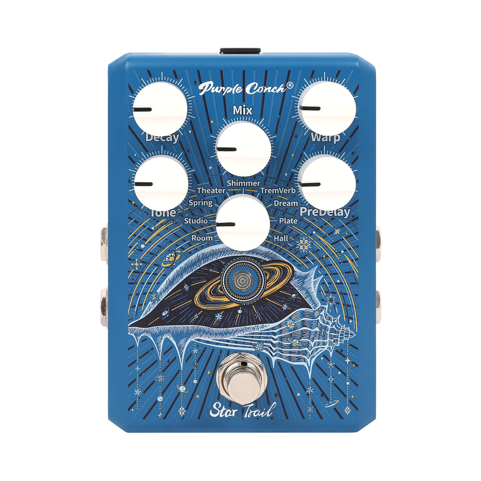 Purple Conch Star Trail 9-Mode Reverb Pedal – Ambient Hall • Room • Shimmer