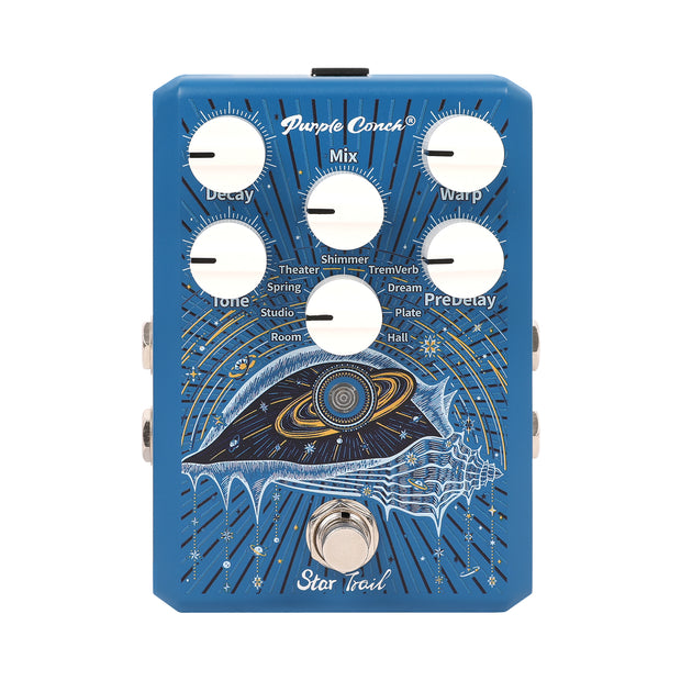 Purple Conch Star Trail 9-Mode Reverb Pedal – Ambient Hall • Room • Shimmer